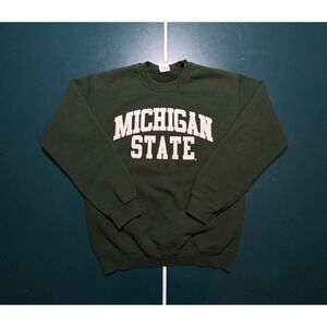 Vintage Michigan State Crewneck Sweatshirt Men's Small Green White Pullover NCAA
